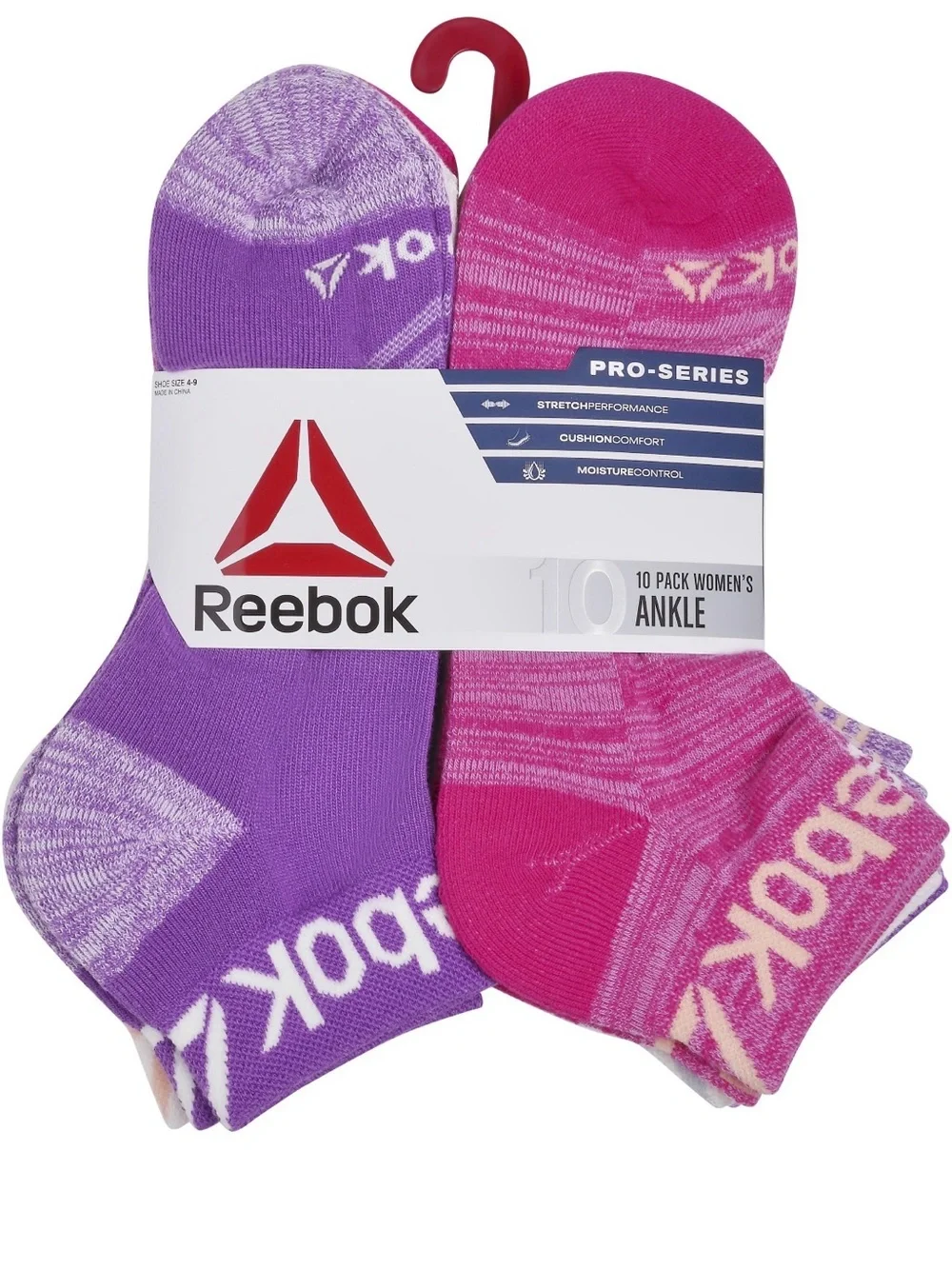 Reebok Women's Ankle Socks - Purple & Pink (10-Pack)